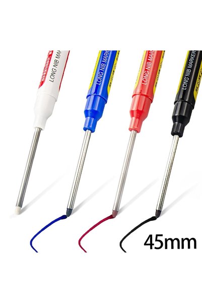 Choice 4pcs 1-4pcs 45mm Deep Hole Marker Pens Waterproof Long Nib Head Carpen...