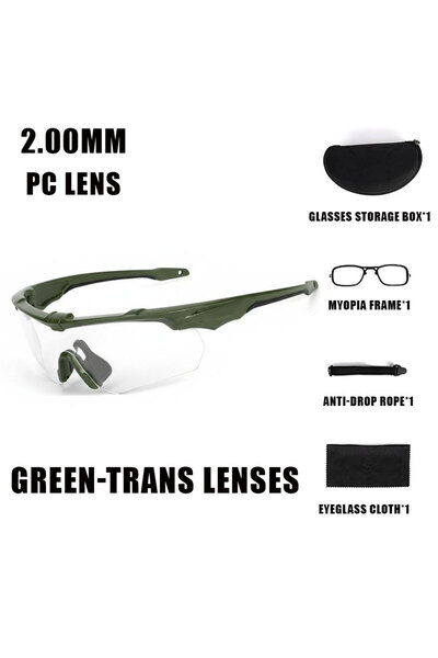 Choice GREEN-TRANS LENS New Outdoor Military 2.0MM Tactical Goggles Windproof...
