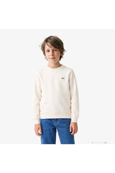 Lacoste Çocuk Bisiklet Yaka Krem Sweatshirt