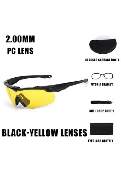 Choice BLACK-YELLOW LENS New Outdoor Military 2.0MM Tactical Goggles Windproo...