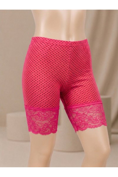 Altınay Polka Dot Cotton Jacquard Lace Long Women's Underwear Shorts - Short ...