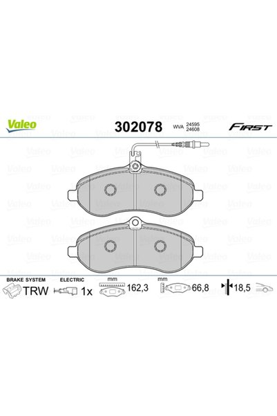 VALEO Σετ τακακιών φρένων, δισκόφρενο 302078