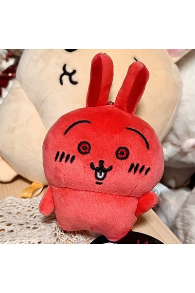 BANDAI Red Red Hot Usagi Plush Keychain Cute Angry Red Rabbit Pendant Kawaii ...