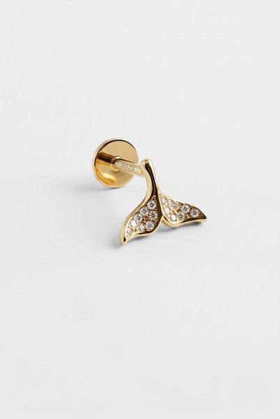 So CHIC... Deniz Kızı 18 Ayar Sarı Altın Kaplama Gümüş Tragus-Helix Piercing