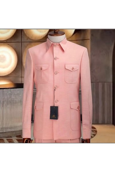 ilayda emir Luxury, Men'S, Slim Fit, Safari Jacket and Pants Suit, Italian Cut