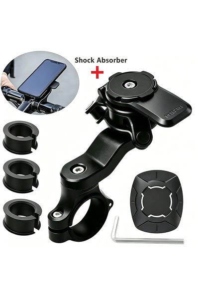 Choice black(with base) 1set Motorcycle Phone Holder, Bicycle Phone Holder, Q...
