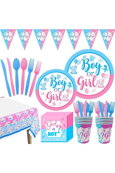 Generic Baby Gender Reveal Party Supplies, Party Supplies Kit, Disposable Tab...