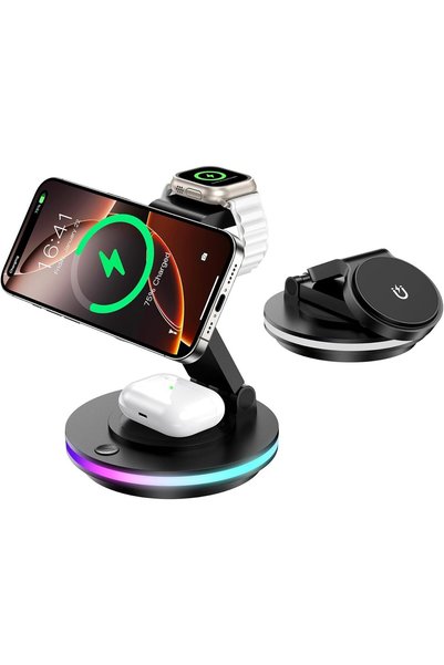 Generic 3 in 1 Charger Stand, Magnetic Foldable Wireless Charging Station for...