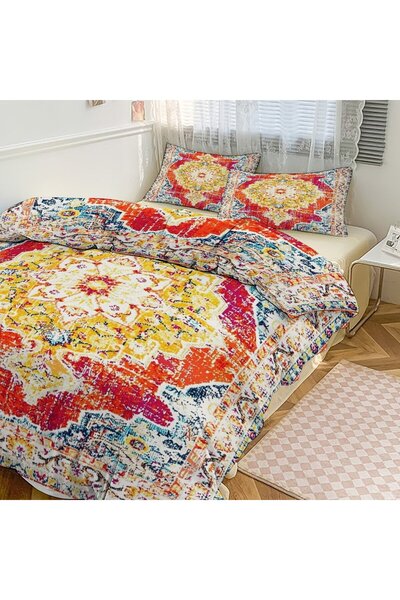 Generic طقم أغطية سرير بوهيمي جمالي مكون من 3 قطع، غطاء لحاف بنمط بوهو جميل