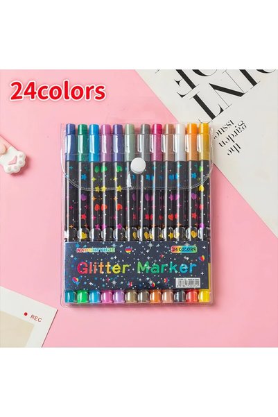 Choice 12PCS-24colors 24-96 Colors Colorful Double-Ended Glitter Pens with Fa...