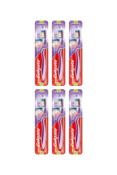 Colgate 6x PACK Toothbrush with Cap, Medium, Zig-Zag, 1pc/ Top Bottom Set