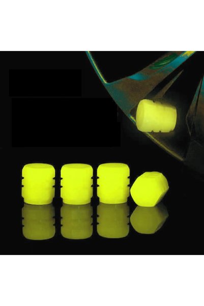 Choice 4pcs yellow Car Luminous Tire Valve Caps Fluorescent Night Glowing Mot...