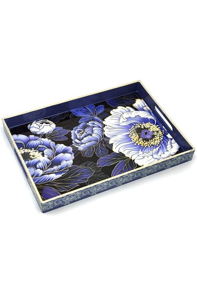 Generic Serving Tray with Handles, 38*25*4.5cm, Plastic Ottoman Tray with Exq...