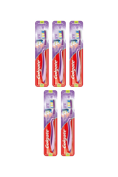 Colgate 5x PACK Toothbrush with Cap, Medium, Zig-Zag, 1pc/ Top Bottom Set