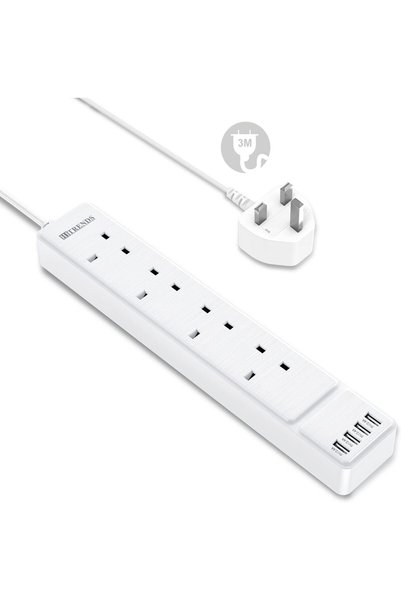 Generic 3M Power Extension Cord, 4 Way Outlets Power Strip with 4 USB C Port ...