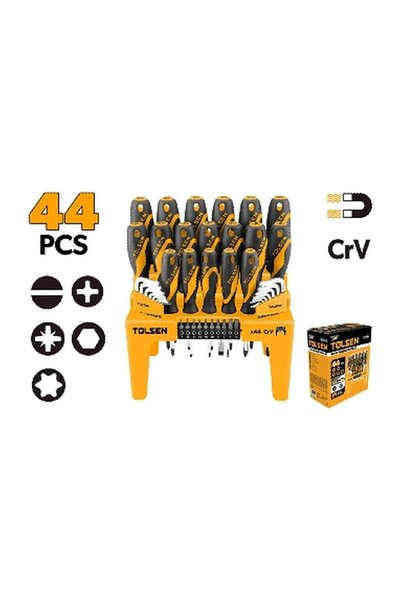 TOLSEN 44-Piece Screwdriver Set CR-V Chrome Vanadium, Complete Slotted Philli...