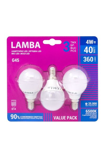 Lamba Becuri LED E14 4W(C37) Lumină Albă – 3 buc, 360 lm – Durată 25.000 ore