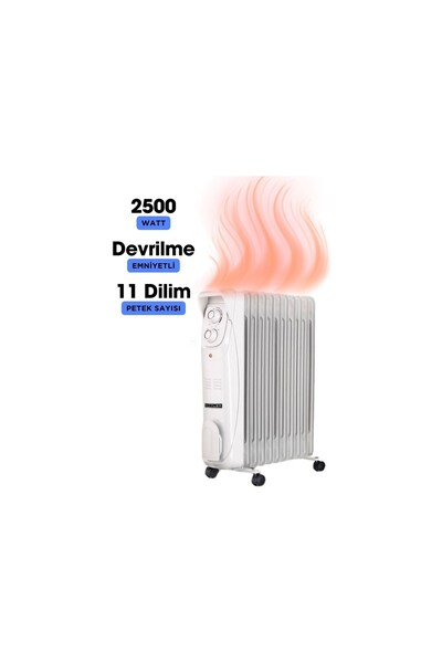 Süsler 11 Dilim Yağlı Radyatör SR-5711 2500 Watt Ayarlanabilir Sıcaklık Özellikli İç Mekan Kullanımı