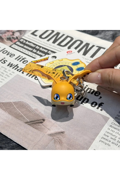 BANDAI Patamon Anime Genuine Digimon Keychain Agumon Gabumon Q-Version Limite...