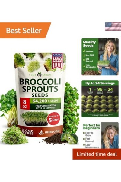 HOMEGROWN ORGANIC Broccoli Seeds 8 oz Bulk Heirloom Non-GMO, High Germination...