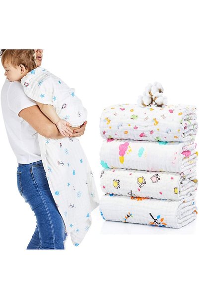 Generic Baby Washcloths, Natural 6-Layer Antibacterial 100% Cotton Gauze Musl...