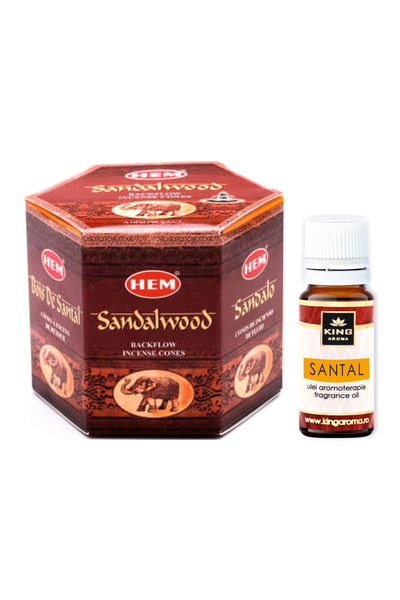 Hem Pachet promoțional: 40 de conuri de tămâie cu reflux Santal (Lemn de sant...