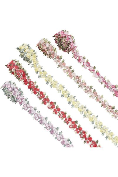 Generic 5 Colors Floral Lace Trim Rose Flower Ribbon Trim Decorating Embroide...