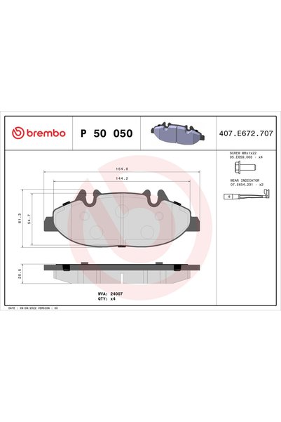 Brembo Σετ τακακιών φρένων, δισκόφρενο P 50 050