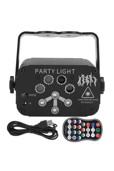 Noonedibs Mini lumină de scenă cu 8 orificii, port USB și control vocal, lamp...