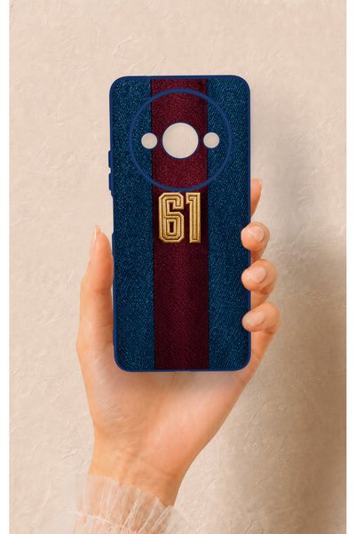 Vip Case Redmi A3 Compatible Burgundy Blue Patterned Silicone Case.
