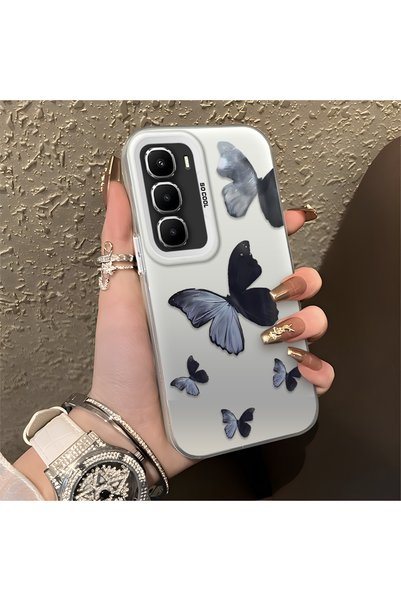 CHICASELUX Infinix Hot 60I Compatible Black and Gray Butterfly Print Protecti...