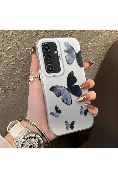 CHICASELUX Samsung Galaxy S24 Compatible Black and Gray Butterfly Print Prote...