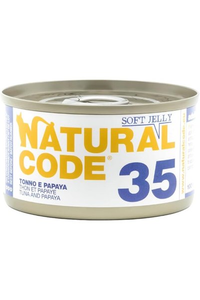 Natural Code طعام القطط الرطب بنكهة التونة والبابايا في جيلي 85 جرام