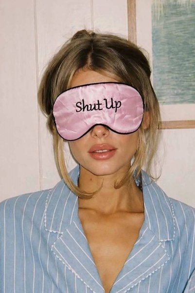Generic Brand Pink Satin Headband with "Shut Up" Written on It.