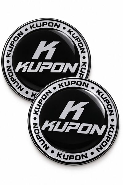 Ventoze Kupon Logo 3D Drop Sticker, Round, 5X5 Cm, Car/Motor Sticker, 2 Pieces.