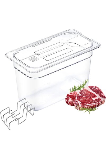 Generic Sous Vide Container 6L with Lid & Stainless Steel Sous Vide Rack Deta...