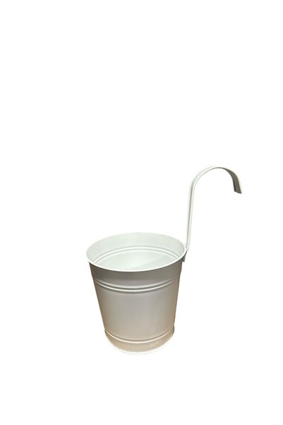 HOME ACCENTS Jardinieră metalică albă suspendată pentru balcon – Cu agățătoar...