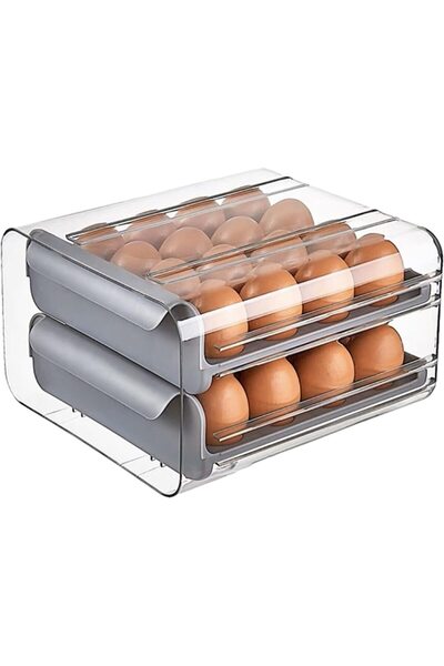 DAMUR Egg Holder, Innovation, Double Layer, 32 Egg Capacity, 23.5x21.5 cm, Pl...