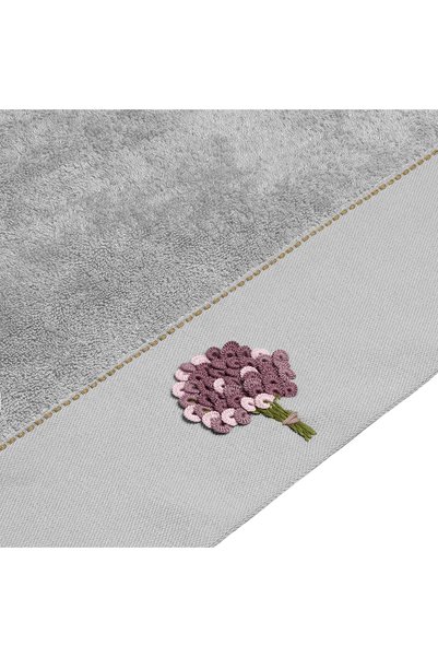 ALTINBAŞAK TEKSTİL Prosop de mână Leila cu broderie florală în formă de buchet de bambus, gri, 50x90, gri