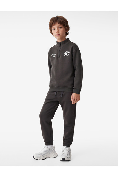 Koton Thick Collar Half-Zip Tracksuit Set, Three-Thread Brushed Fabric, Long ...