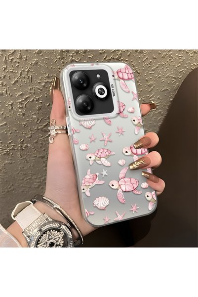 CHICASELUX Pink Turtle and Seashell Patterned Silicone Case Compatible with I...