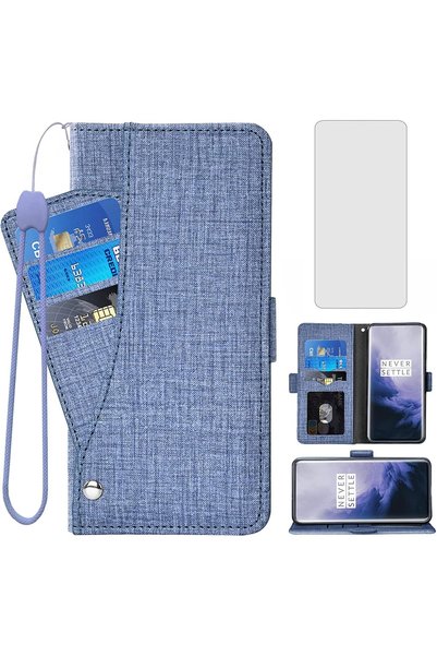 Generic Compatible with OnePlus 7 Pro Wallet Case Tempered Glass Screen Prote...