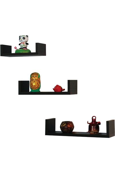 Generic Floating C- Shape Square Edge Set of 3 Pieces Wall Shelves For Space ...