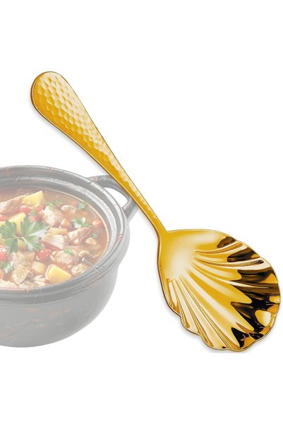 Generic Gold Stainless Steel Ladle, Modern Serving Spoon with Long Handle, He...