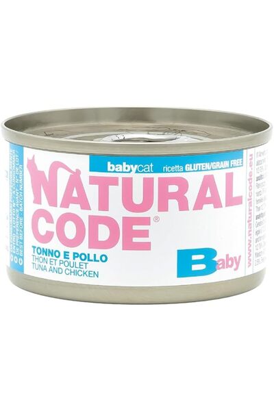 Natural Code طعام رطب للقطط الصغيرة بنكهة التونة والدجاج، علب 85 جرام