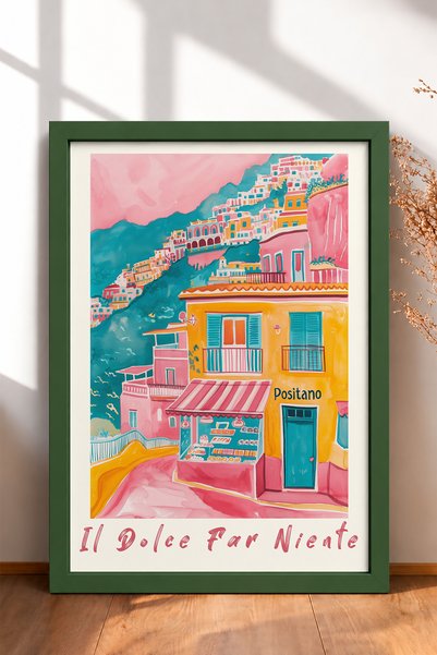 HOMEPACK Il Dolce Far Niente Positano Shop Framed Painting Italy Poster Livin...