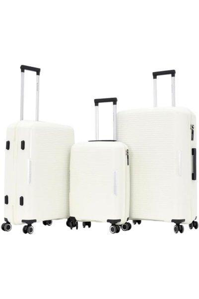 Generic Unisex 3 Piece Hard Trolley Bag Set L 28-M 24-S 20 (3 Piece Set, Beige)