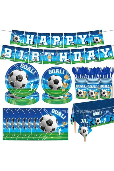 Generic Soccer Party Supplies, Birthday Party Tableware Set with Plates, Napk...