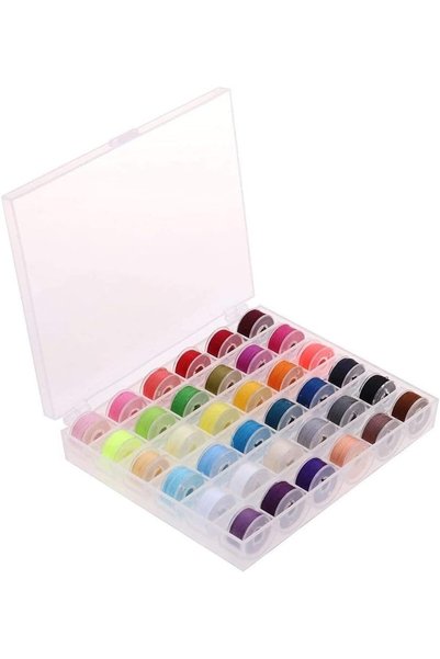 Generic 36-Piece Sewing Machine Bobbin Thread with Storage Box Pre-Winding Re...