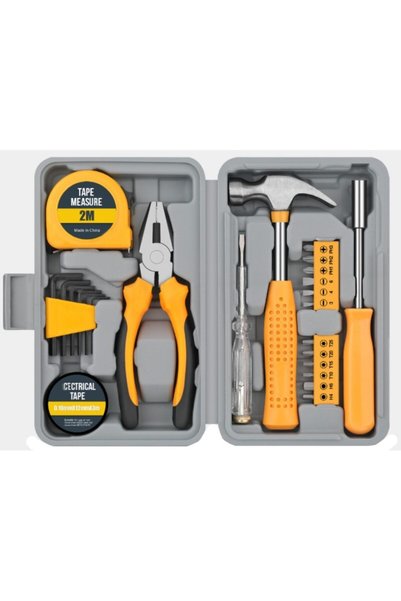 DAMUR 24-piece Household Tool Set, Innovation, Tools Set in Gray Plastic Case...